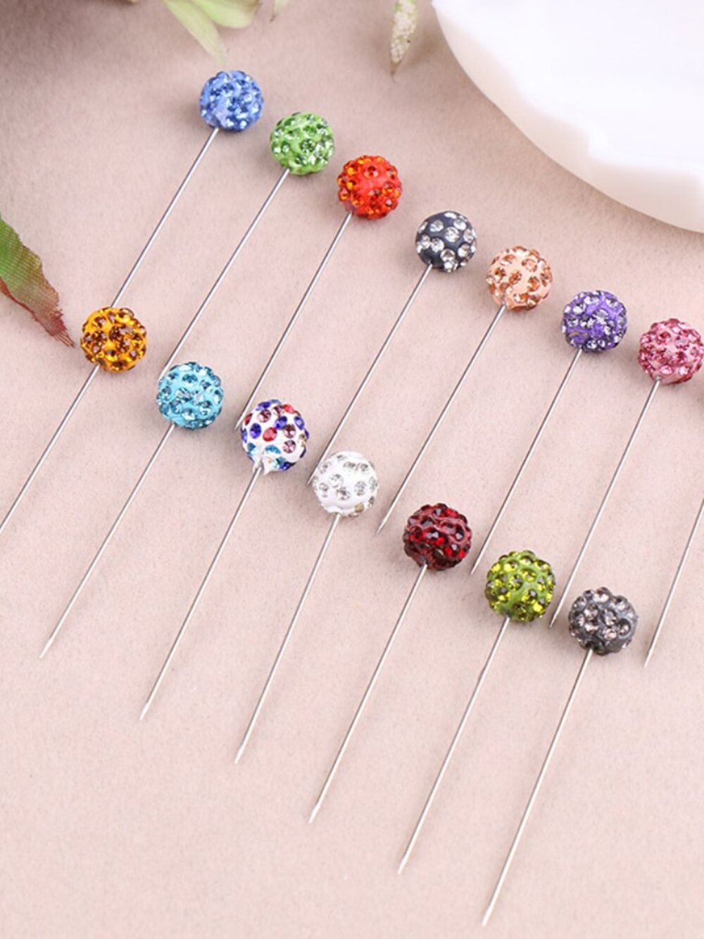 30 Crystal Ball Straight Pins